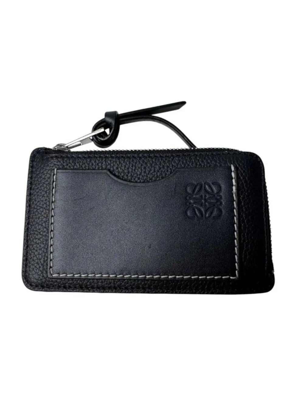 Loewe Anagram L-shaped Zipper Coin Purse Card Case Black